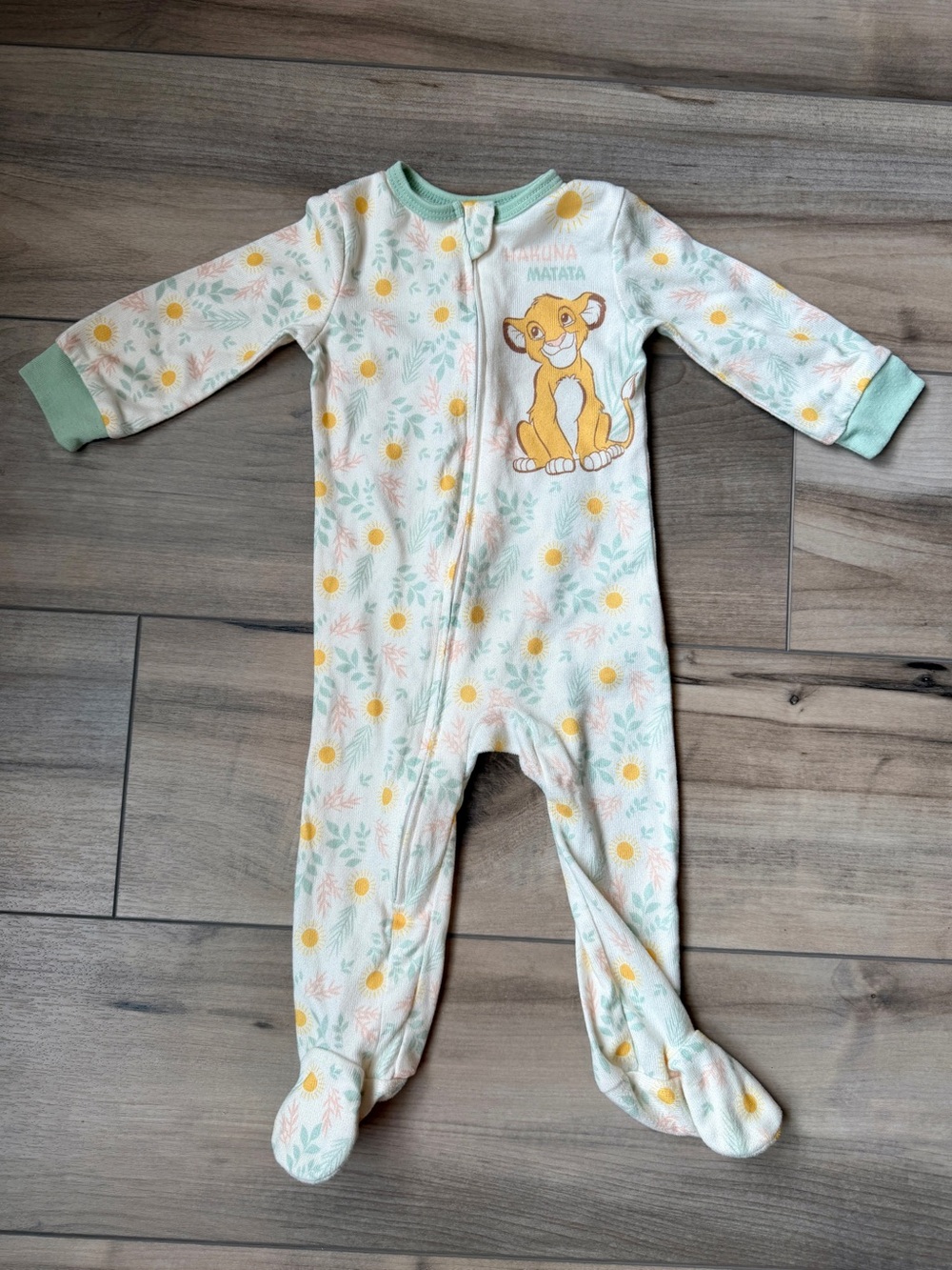 Baby Girls' Hakuna Matata Footed One-Piece Pajamas - Cream & Yellow 6M